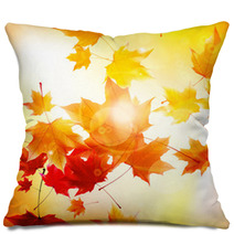Delicate Autumn Sun With Glare On Gold Sky Pillows 69040383