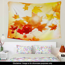 Delicate Autumn Sun With Glare On Gold Sky Wall Art 69040383