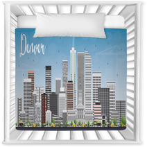 Denver Skyline With Gray Buildings And Blue Sky Nursery Decor 108095227