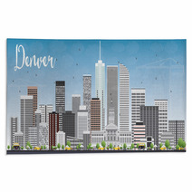 Denver Skyline With Gray Buildings And Blue Sky Rugs 108095227