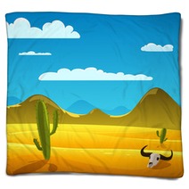 Desert Cartoon Landscape Blankets 64283864