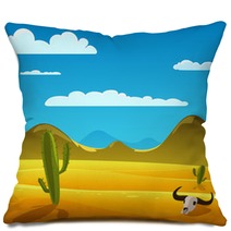 Desert Cartoon Landscape Pillows 64283864