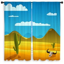 Desert Cartoon Landscape Window Curtains 64283864