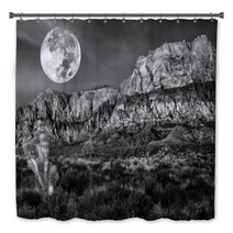 Desert Mountains On A Night Of The Full Moon Bath Decor 67268358