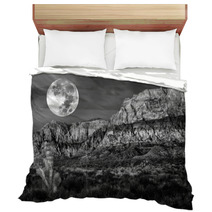 Desert Mountains On A Night Of The Full Moon Bedding 67268358