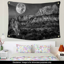 Desert Mountains On A Night Of The Full Moon Wall Art 67268358