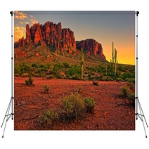 Desert Sunset With Mountain Near Phoenix Arizona USA Backdrops 66008213