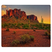Desert Sunset With Mountain Near Phoenix Arizona USA Rugs 66008213