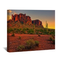 Desert Sunset With Mountain Near Phoenix Arizona USA Wall Art 66008213