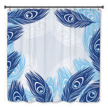 Design Background With Hand Drawn Feathers Peacock. Bath Decor 65474431