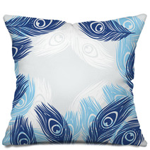 Design Background With Hand Drawn Feathers Peacock. Pillows 65474431