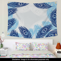 Design Background With Hand Drawn Feathers Peacock. Wall Art 65474431