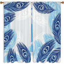 Design Background With Hand Drawn Feathers Peacock. Window Curtains 65474431