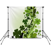 Design For St. Patrick's Day With Four And Three Leaf Clovers Backdrops 6330109