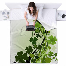 Design For St. Patrick's Day With Four And Three Leaf Clovers Blankets 6330109