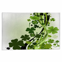 Design For St. Patrick's Day With Four And Three Leaf Clovers Rugs 6330109