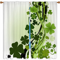 Design For St. Patrick's Day With Four And Three Leaf Clovers Window Curtains 6330109