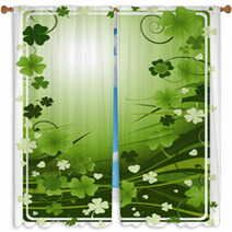 Design For St. Patrick's Day With Four And Three Leaf Clovers Window Curtains 6411914