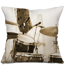Detail Of A Drum Set On Stage Closeup Pillows 67354915