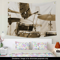 Detail Of A Drum Set On Stage Closeup Wall Art 67354915