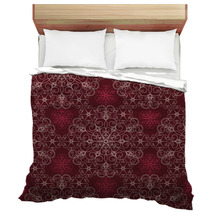 Detailed Maroon Floral Pattern Bedding 16708900