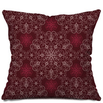 Detailed Maroon Floral Pattern Pillows 16708900