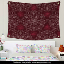 Detailed Maroon Floral Pattern Wall Art 16708900