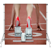 Detailed View Of A Sprinter Wearing Sprinting Shoes With Spikes, Backdrops 43174277