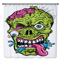 Detailed Zombie Head Illustration Bath Decor 48001577