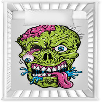 Detailed Zombie Head Illustration Nursery Decor 48001577