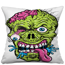 Detailed Zombie Head Illustration Pillows 48001577