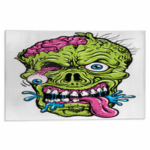 Detailed Zombie Head Illustration Rugs 48001577