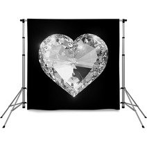 Diamond Heart Isolated With Clipping Path Backdrops 48563125