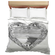 Diamond Heart Isolated With Clipping Path Bedding 48563101
