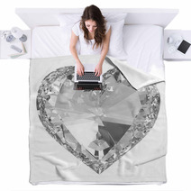 Diamond Heart Isolated With Clipping Path Blankets 48563101