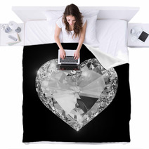 Diamond Heart Isolated With Clipping Path Blankets 48563125