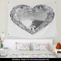 Diamond Heart Isolated With Clipping Path Wall Art 48563101