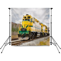 Diesel Locomotive And Cloudy Sky Backdrops 49372091