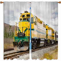 Diesel Locomotive And Cloudy Sky Window Curtains 49372091