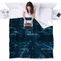 Digital Binary Code Matrix Background 3d Rendering Of A Scientific Technology Data Binary Code Network Conveying Connectivity Complexity And Data Flood Of Modern Digital Age Blankets 189360493