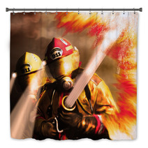 Digital Painting Of Firefighters Fighting Fire Bath Decor 105034230