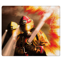Digital Painting Of Firefighters Fighting Fire Rugs 105034230