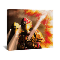 Digital Painting Of Firefighters Fighting Fire Wall Art 105034230