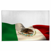 Digitally Generated Mexico Flag Rippling Rugs 66037811