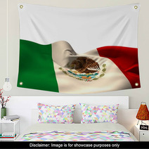 Digitally Generated Mexico Flag Rippling Wall Art 66037811