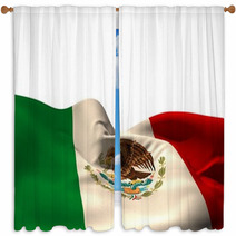 Digitally Generated Mexico Flag Rippling Window Curtains 66037811