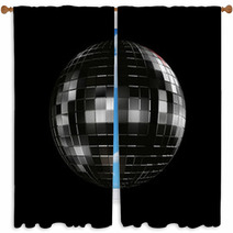 Disco Ball On Black Background Window Curtains 61059688
