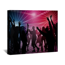 Disco Dance - Colored Background Illustration Wall Art 33306502
