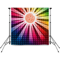 Discoball With Funky Rainbow Background, EPS10 Vector Backdrops 54283690