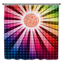 Discoball With Funky Rainbow Background, EPS10 Vector Bath Decor 54283690